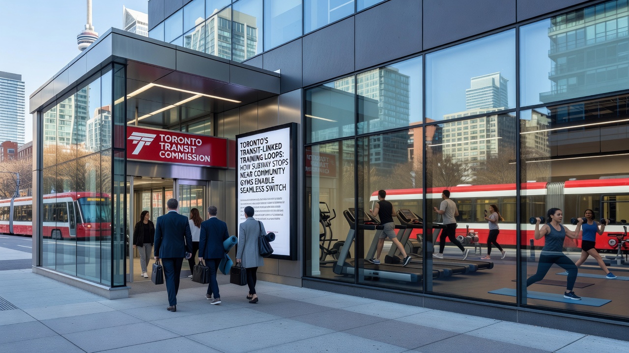 Indoor hockey drills underway at a Toronto community arena accessible via nearby subway stop